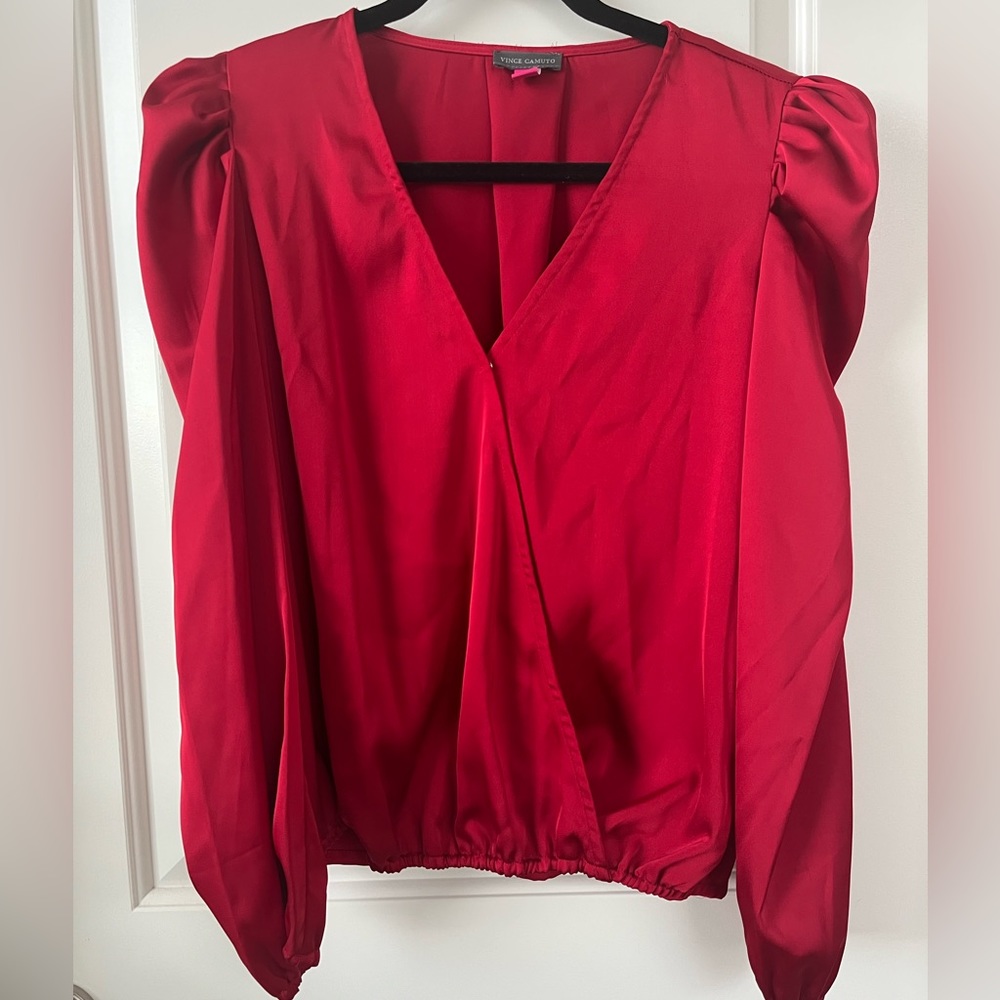 Vince Camuto Deep Red Satin Blouse
